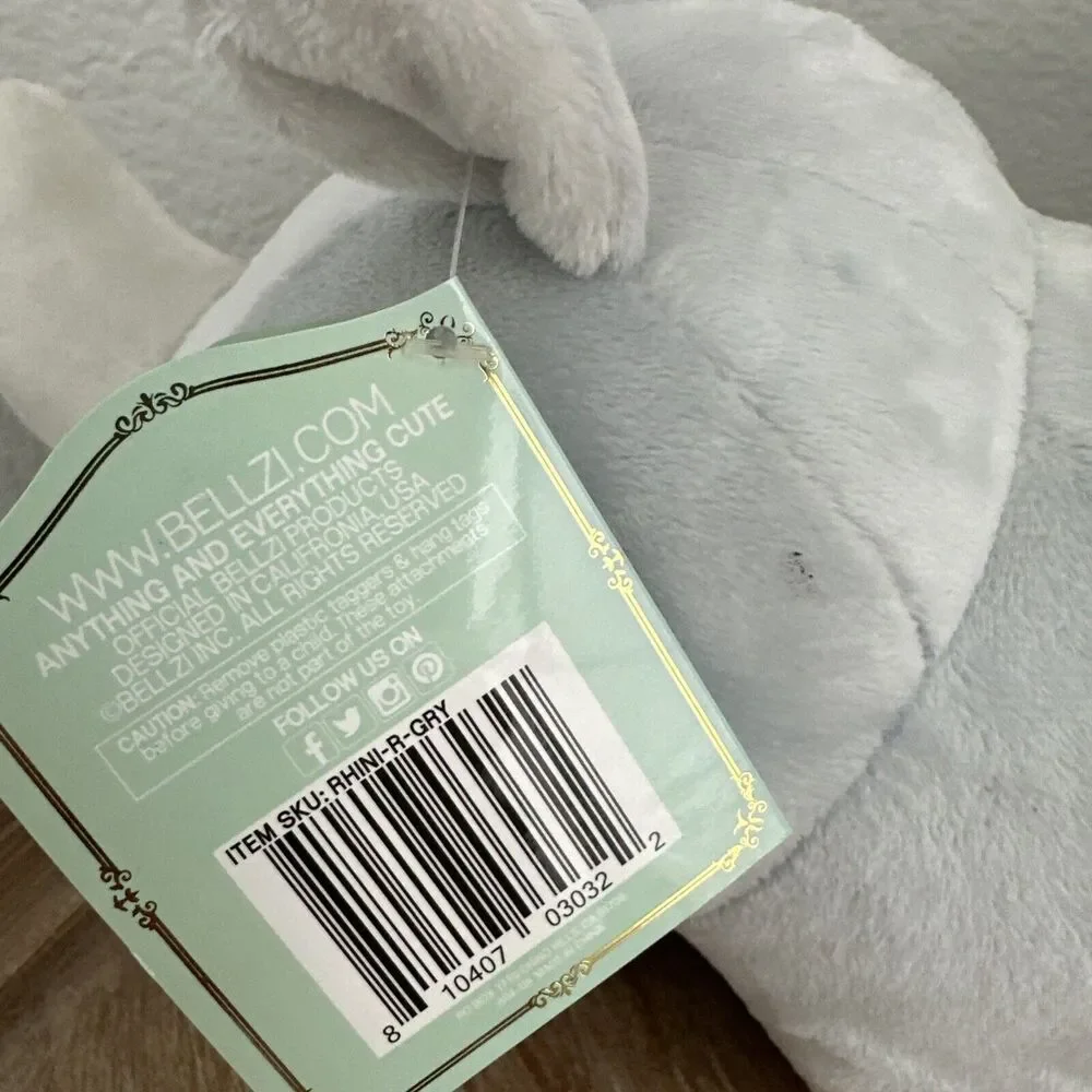 Bellzi Rhini‎ The Rhino Plush stuffed animal 12